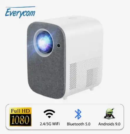 Проектор светодиодный Everycom L8A с экраном 100 домашний кинотеатр диафильм, фотография 1