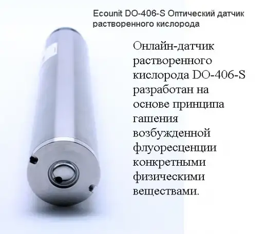 Ecounit DO-406-S Оптический датчик растворенного кислорода 0-20мгл, RS485 Modbus RTU, кабель 10м, нерж, фотография 3