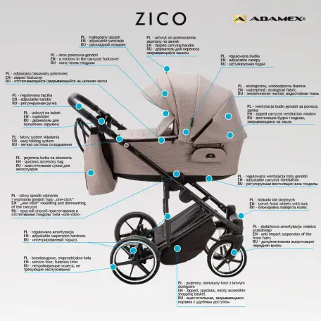 Детская модульная коляска Adamex Zico, фотография 9