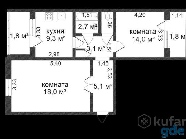 Чистая продажа 2-х комнатная Гатово, фотография 1