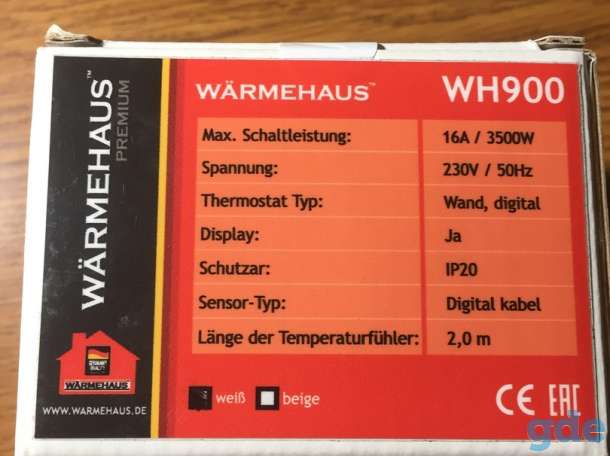 Терморегулятор теплого пола WARMEHAUS Digital WH900 Оплатить картой, фотография 2