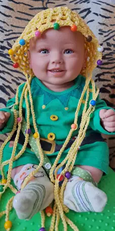 Панамка вязанная с косичками на 4-5лет р.50-54, жёлтая, как новая, фотография 2