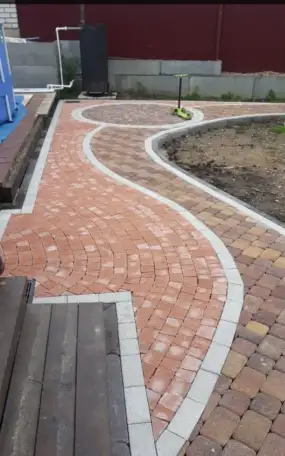 Кладка тротуарной плитки, бортов, фотография 7
