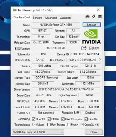 MSI Geforce GTX 1050 Gaming X 2GB GDDR5, фотография 2