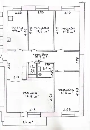 4-х комнатная квартира на берегу озера в центре Мяделя, фотография 4