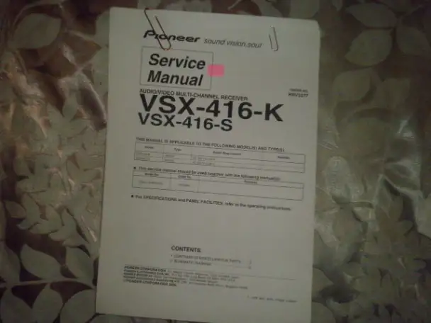 Продажа мануала усилителя VSX-416-K и VSX-416-S в одном руководстве, фотография 1