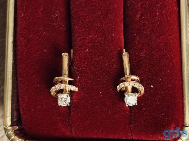 Продам золотые серьги с бриллиантами, фотография 3