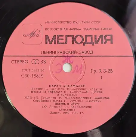 Грампластинка Эстрада - Парад ансамблей (1981), фотография 5