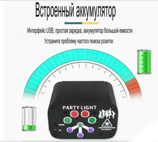 Cветомузыка на свадьбу лазерный проектор RGB 240 фигур с АКБ стробоскоп диско лазер, фотография 6