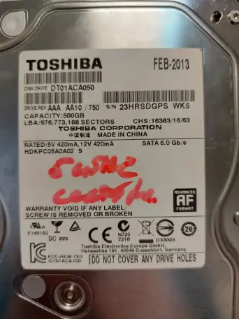 Жесткий диск TOSHIBA  DT1ACA050 500GB, фотография 1