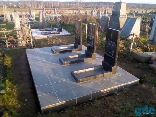 Памятники из гранита. Установка,переустновка памятников. Заливка стяжек, укладка плитки. Благоустройство  захоронений., фотография 6