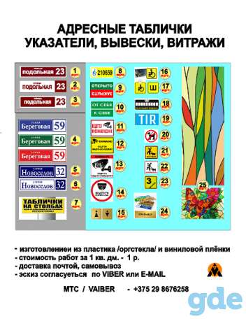 таблички-указатели, витражи, фотография 1