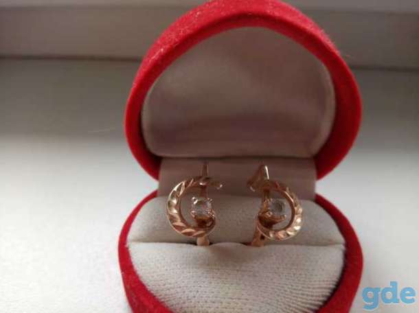 Продам золотые серьги с фианитом, фотография 3