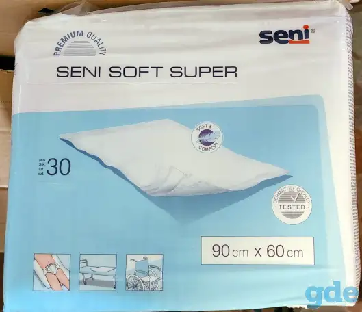 Пелёнки гигиенические впитывающие SENI Super Soft 90х60см 30шт. 4 капли, фотография 3