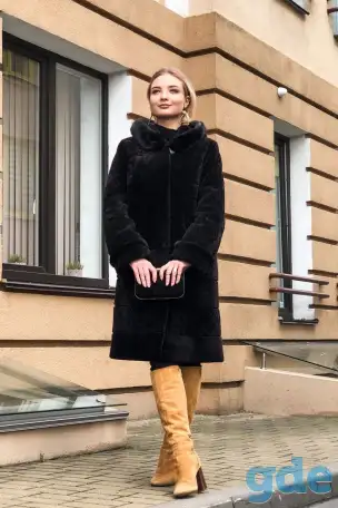 Пальто Мехофф женское 48 L черное натуральный мех., фотография 5