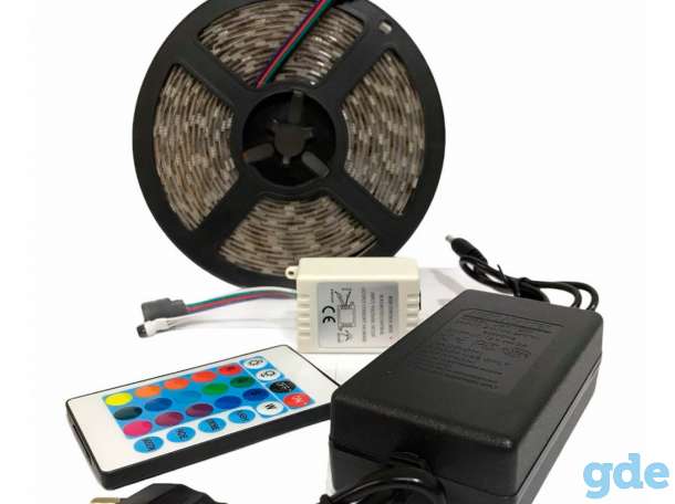Водонепроницаемая светодиодная RGB лента 5 м SMD 5050 (+контроллер, пульт управления, блок питания), фотография 1