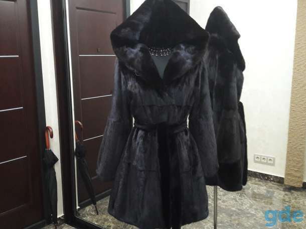 Норковая шуба black nafa 44-48 active, капюшон, фотография 3