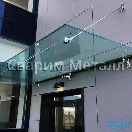 Козырьки из поликарбоната, стекла, металла и др, фотография 10