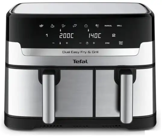 Аэрогриль (аэрофритюрница) tefal dual easy fry & grill ey905d10, фотография 1
