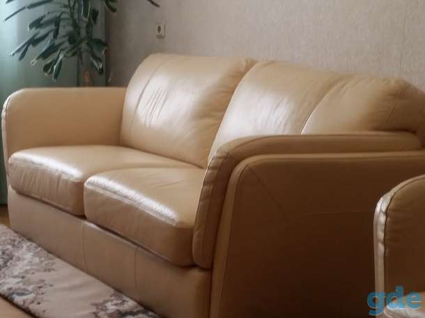 Продам мягкий угол ( диван+кресло). Можно отдельно. Натуральная кожа, фотография 1