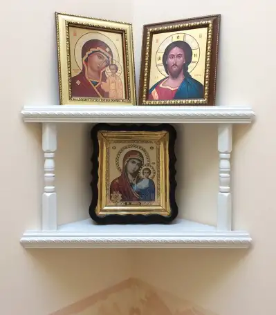 Полка для икон угловая двухъярусная ДМ, фотография 1