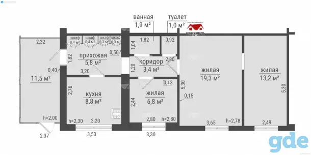 3-х комн. квартира на ул.Строителей,4 г.Орша, фотография 12