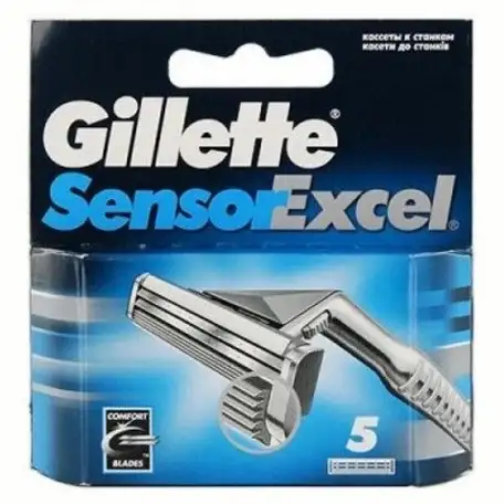 Сменные кассеты для бритья gillette sensor excel 5 шт., фотография 1