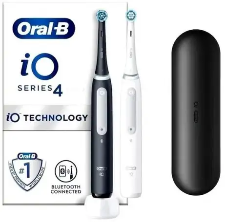 Комплект зубных щеток oral-b io series 4 duo (черный/белый), фотография 1