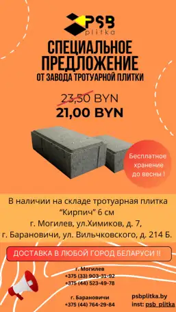 Тротуарная плитка Кирпич, фотография 1