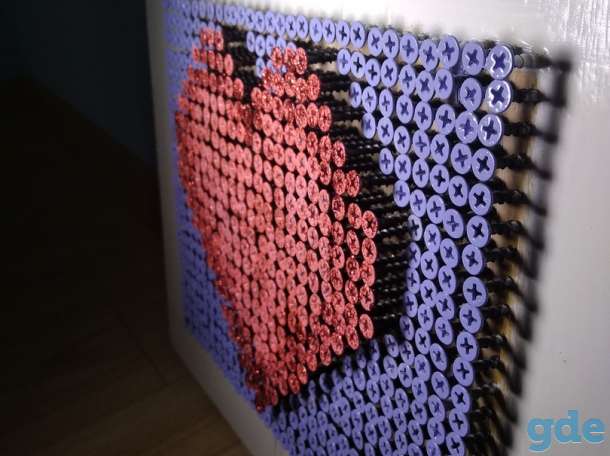 Картина из саморезов Сердце Screw Art картина. 3D панно, фотография 1