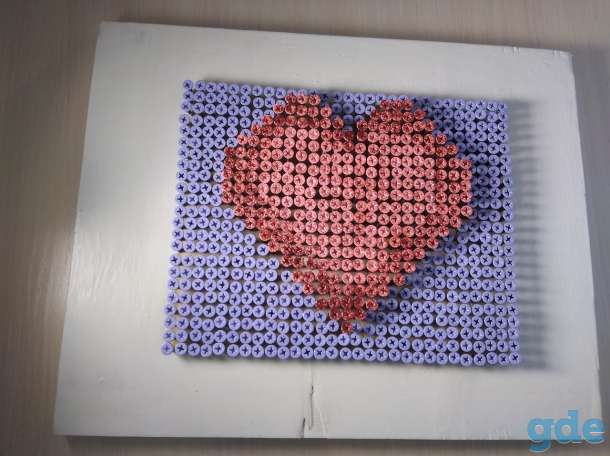 Картина из саморезов Сердце Screw Art картина. 3D панно, фотография 6