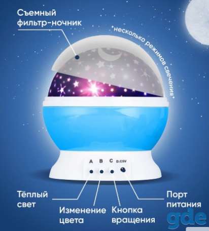 Ночник проектор STAR Master Звездное небо со светофильтром 4 режима., фотография 2