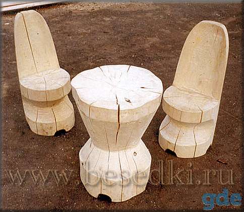 Уникальные комплексы садовой мебели из бревна, фотография 1