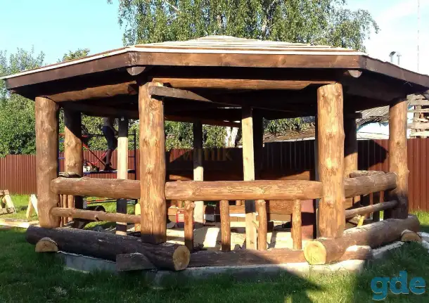 Беседка из оцилиндрованного или рубленного бревна, фотография 12