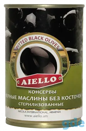 Черные маслины без косточки (Aiello, 300г, ж/б) doska.by, фотография 1
