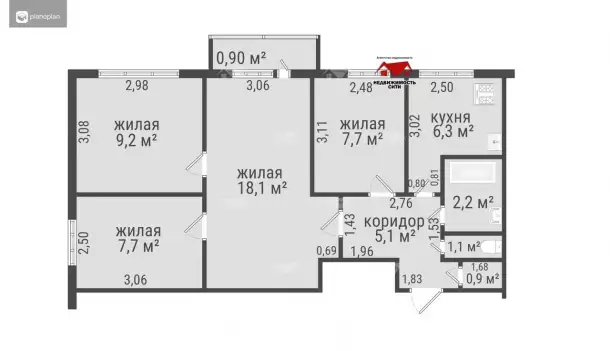 Четырёхтомная квартира ул.Нефтестроителей д.16 к.2, фотография 10