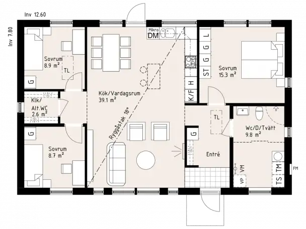 Каркасный дом 12,6х7,8 м, фотография 2