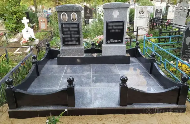 ПАМЯТНИК ГОРИЗОНТАЛЬНЫЙ НА 2ЧЕЛ. ИЗ ГРАНИТА В-12. Узда и рн, фотография 6