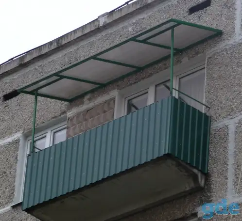 Установка Козырьков, навесов, крыш на балконе под ключ в Жодино., фотография 2