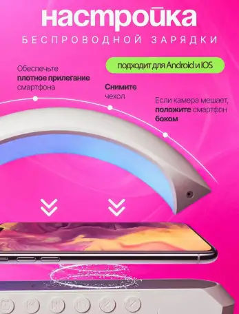 Умная колонка часы радио будильник Bluetooth зарядное устройство, фотография 8