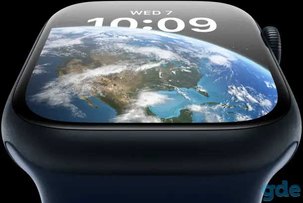 Apple Watch Series 8 45 мм (корпус из алюминия цвета «тёмная ночь», спортивный ремешок «тёмная ночь», фотография 2