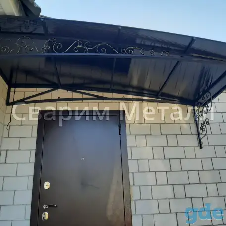 Козырьки из поликарбоната, стекла, металла и др, фотография 7