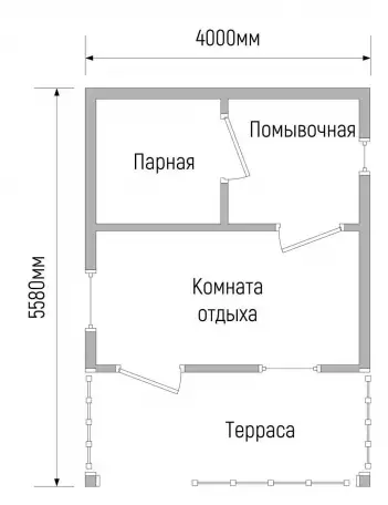 Строительство бани из клееного бруса. Проект БД-179.1-23 ''Кама'', фотография 4
