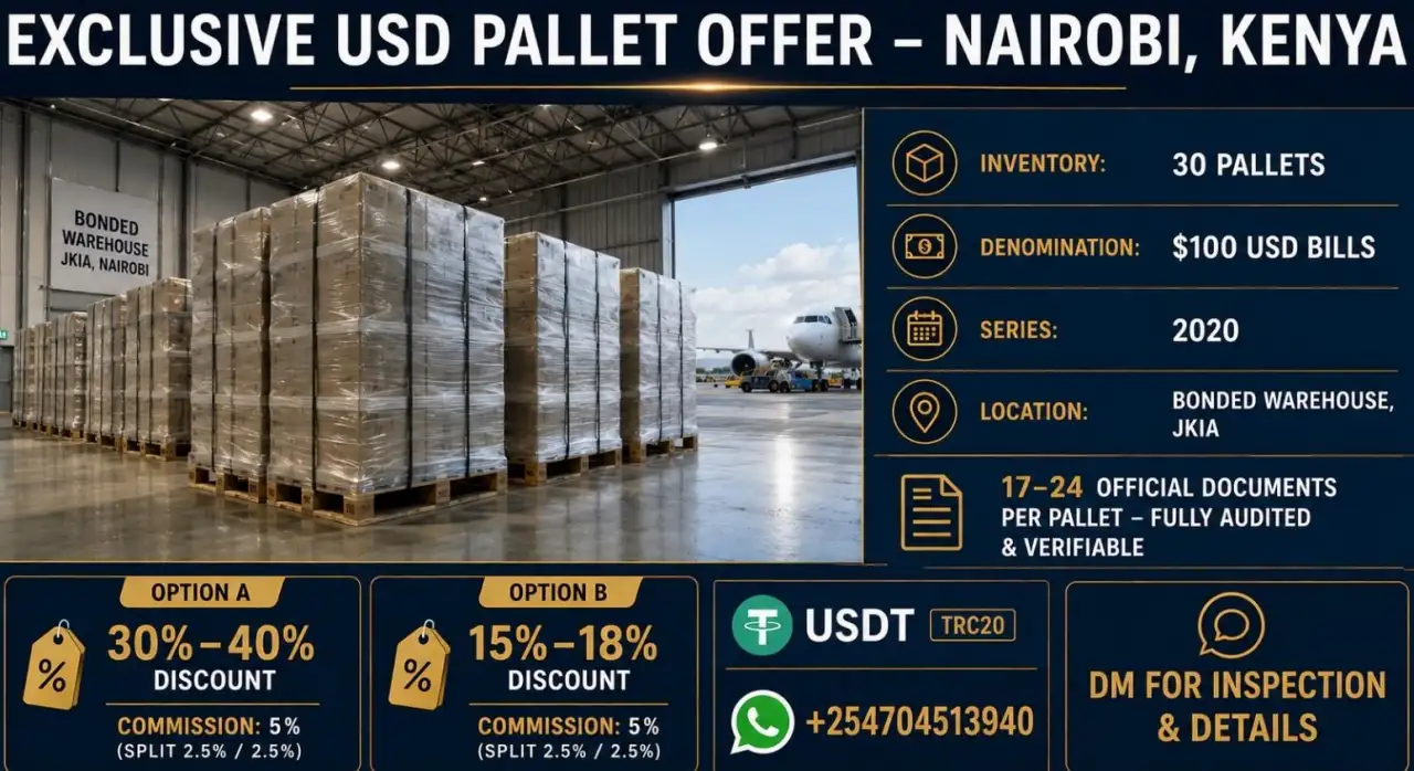 ДАЛЯРЫ ЗША НА ПАЛЕТАХ ДЛЯ ПРОДАЖУ / НАБЫЦЦЯ  НАЙРОБ, КЕНЯ  МЫТНЫ СКЛАД JKIA, фотография 1
