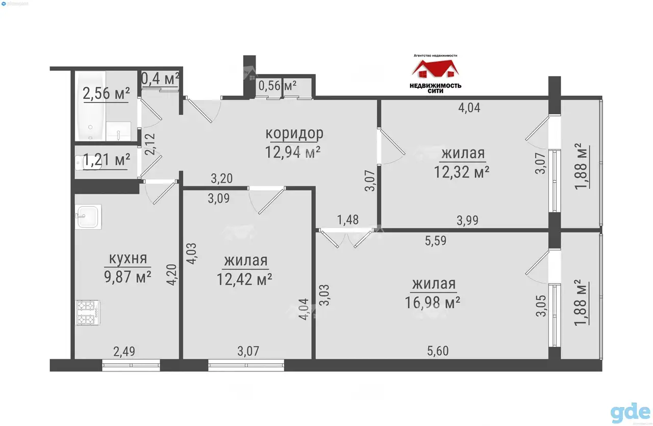 3-х комн. квартира ул.Полесская,36 г.Мозырь, фотография 13