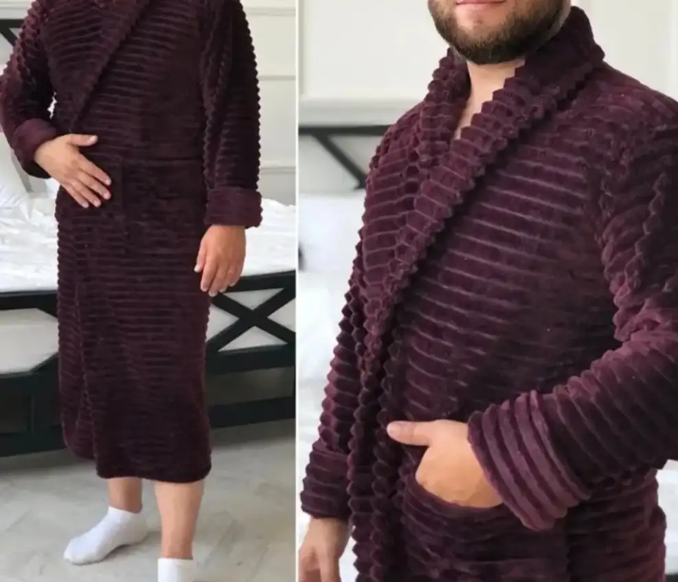 Халат махровый с поясом карманами банный унисекс, фотография 1