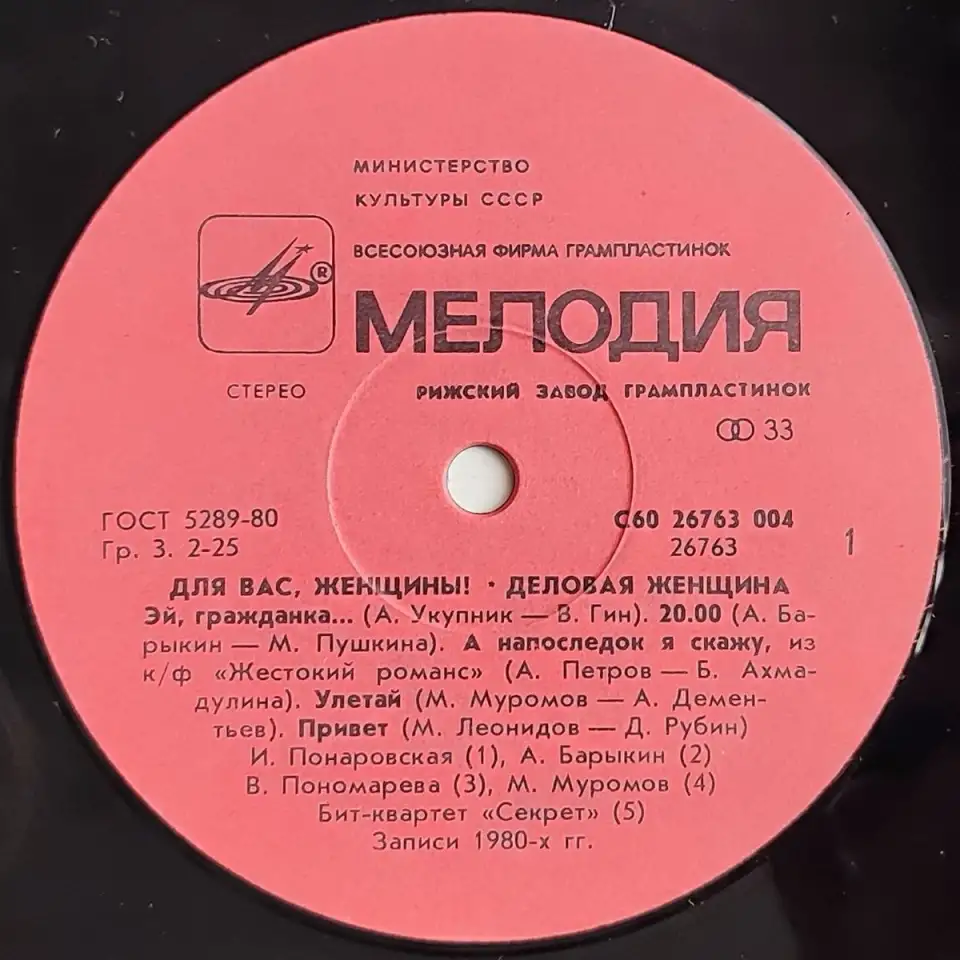 Грампластинка Для вас, женщины! - Деловая женщина (1989), фотография 5
