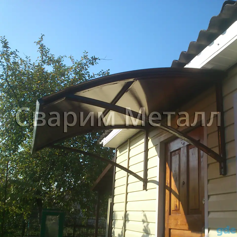 Козырьки из поликарбоната, стекла, металла и др, фотография 5