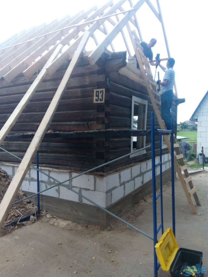 Замена гнилых брёвен дома, подъем дома, фотография 4