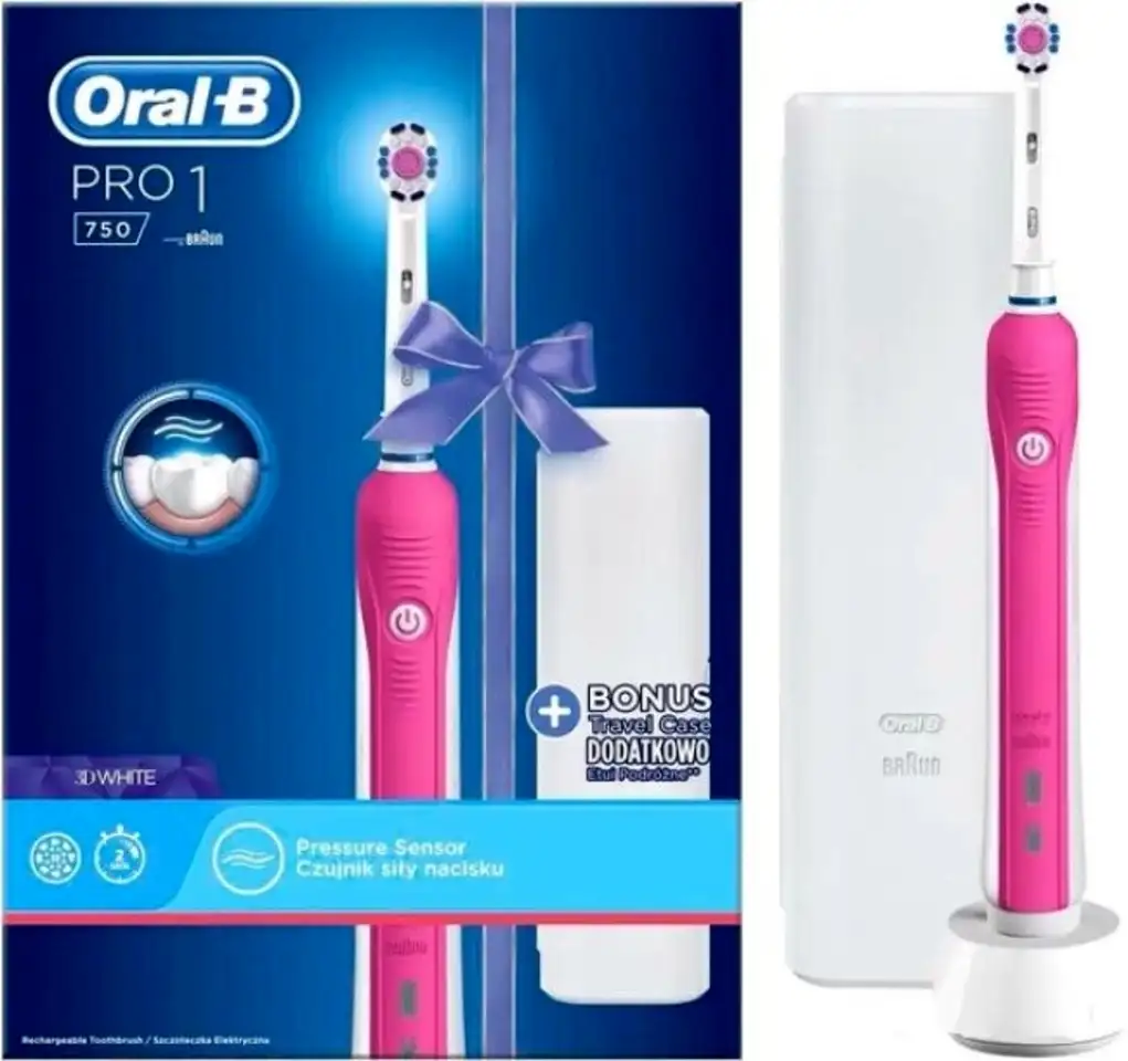 Электрическая зубная щетка oral-b pro 1 750 3d white d16.513.1ux (розовый), фотография 1